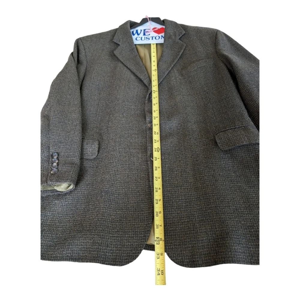 Baracuta Wool Brown Tweed  3 Button Jacket Size 48R Internal Flaw